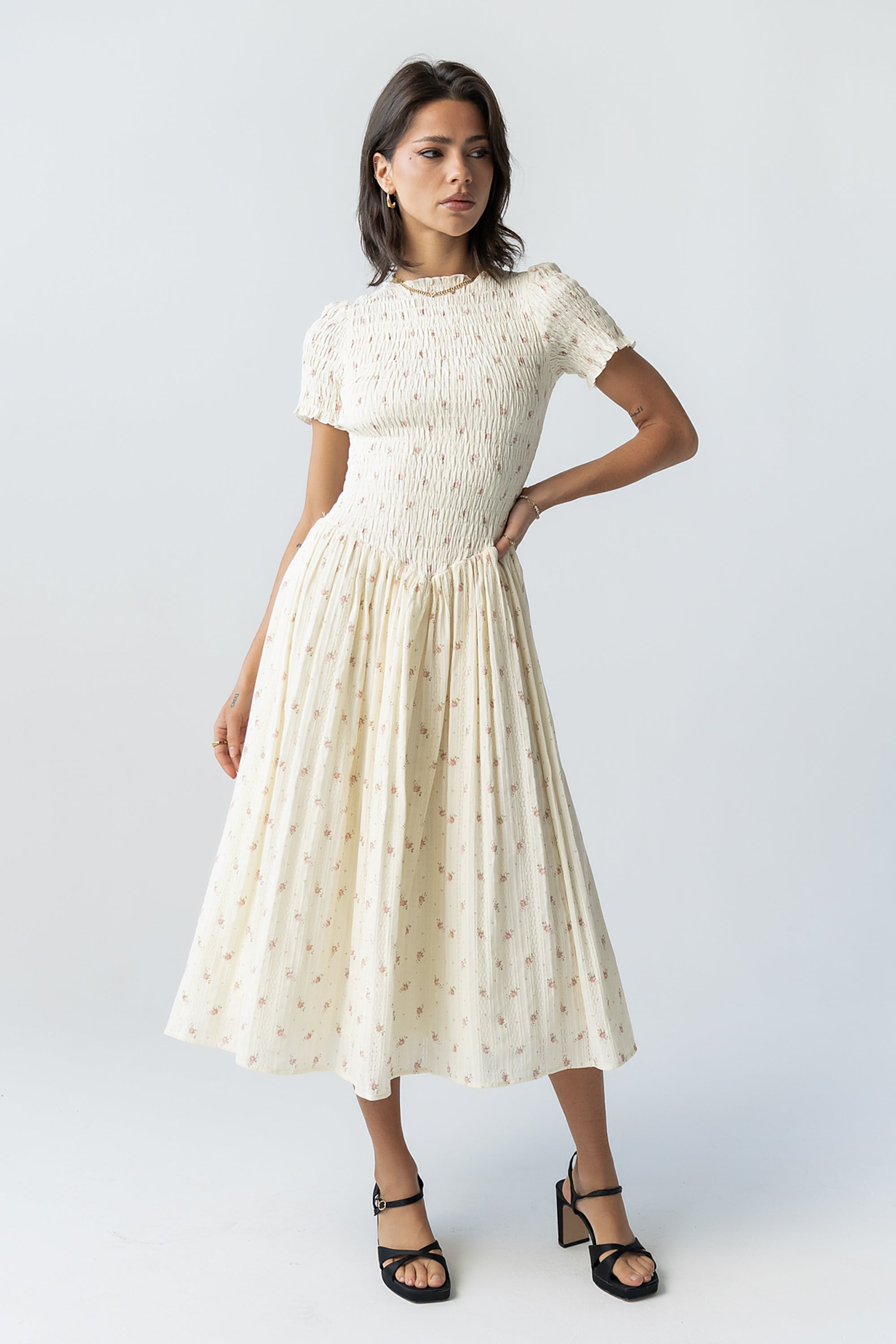 Smocked Midi Dress