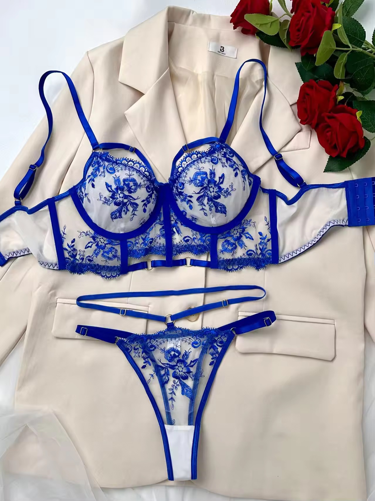 Noir Bloom Embroidered Set