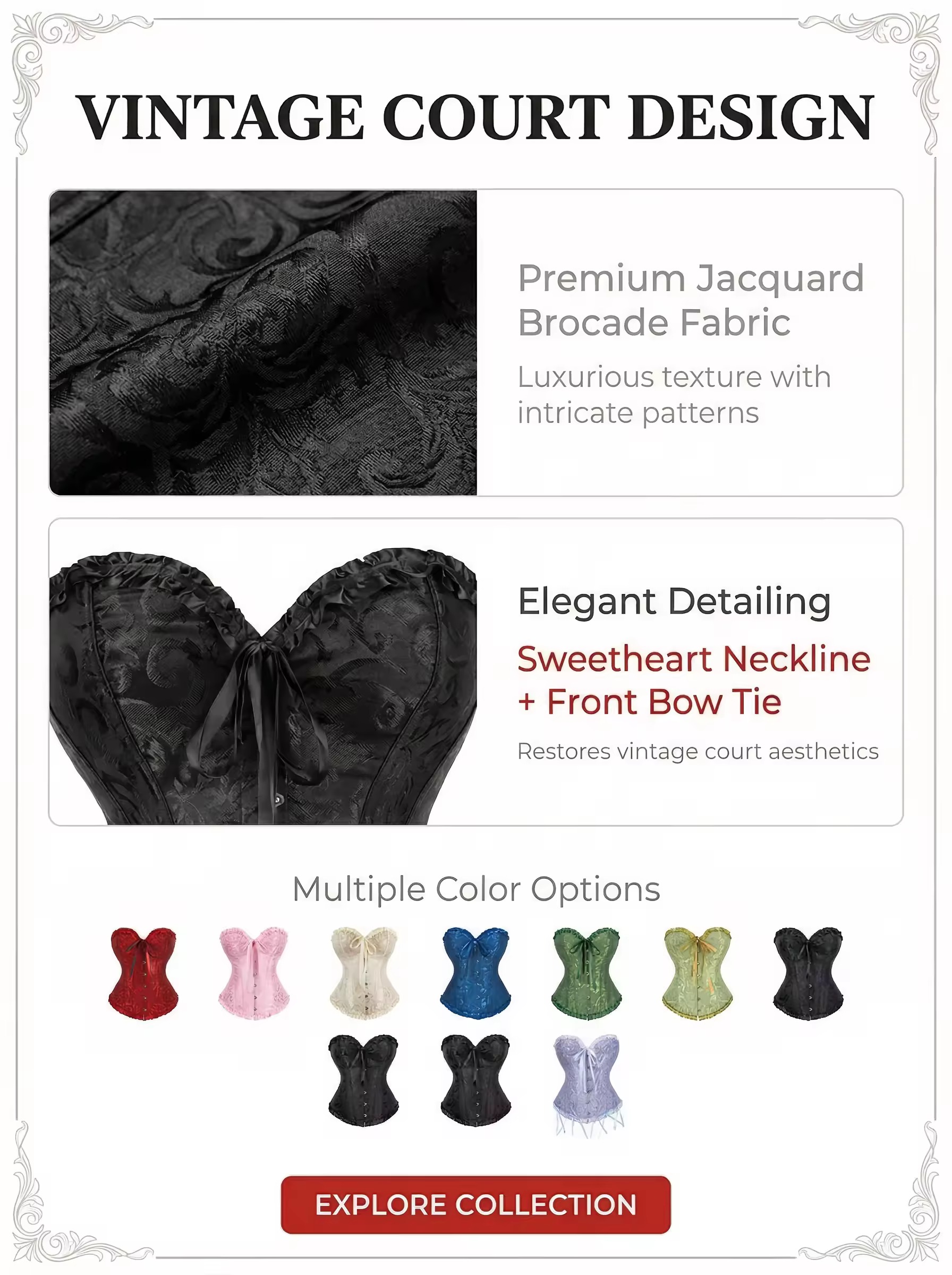 Noir Vintage Jacquard Corset