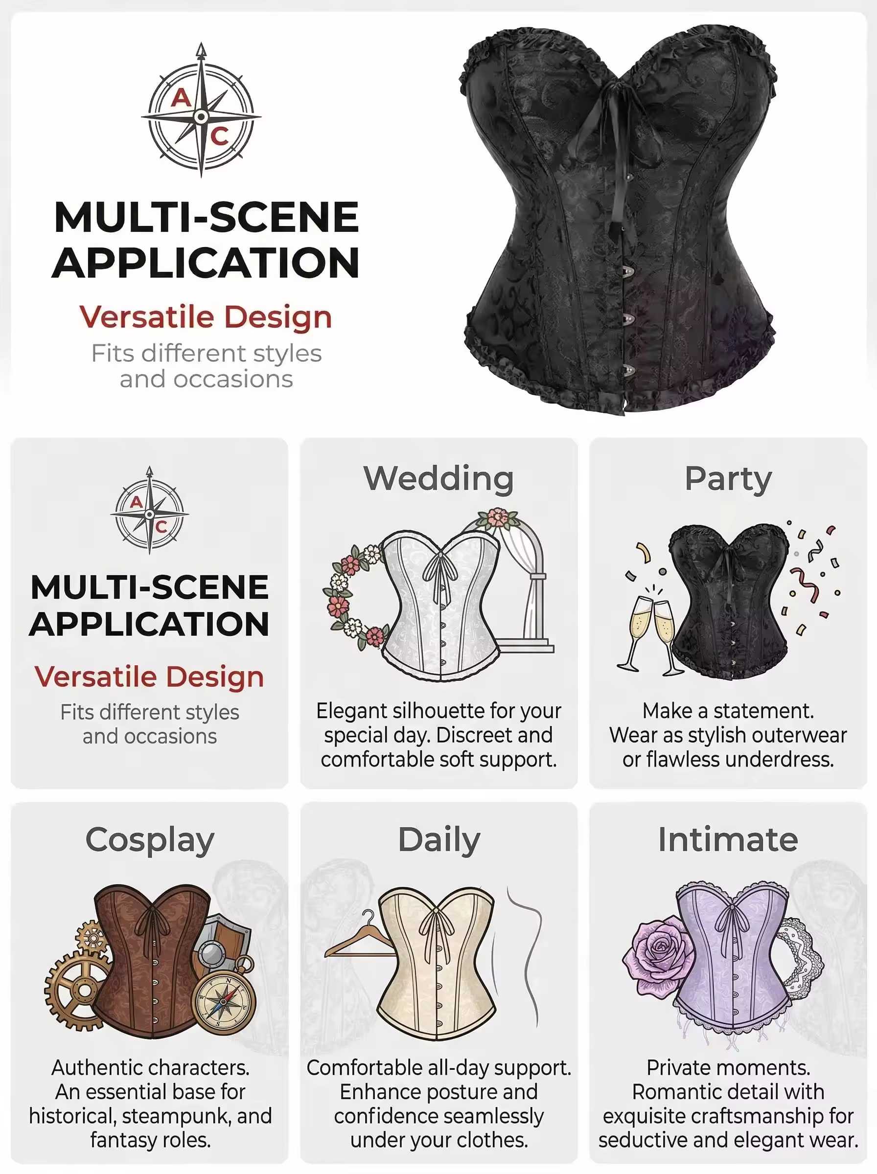 Noir Vintage Jacquard Corset